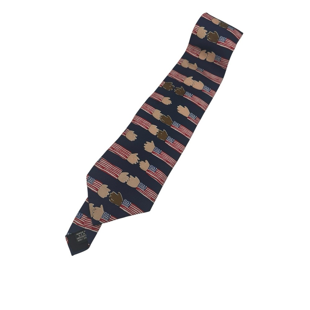 Save The‎ Children Silk Tie Natalie Patriotic Reaching for Love Hands